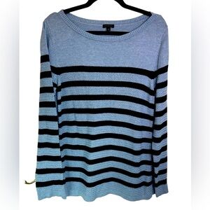 Talbots Blue Striped Soft Knit Sweater with Button Detail Size Large